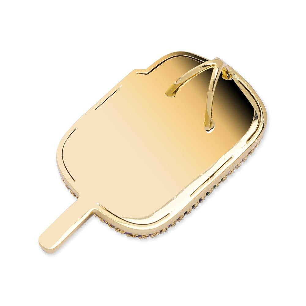 Multi Colored 3A+ Micro Pave Ice Cream Hip Hop Pendant Chain Necklace