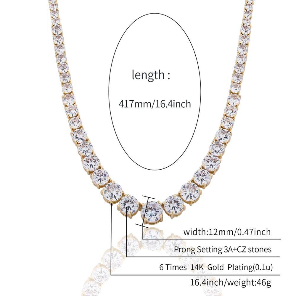 Ladies Irregular Flooded Ice AAA Prong Set Stone Tennis Choker Chain Necklace