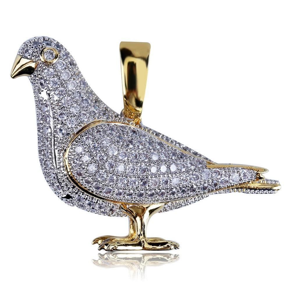 Iced Got Dem Birds Hip Hop Pigeon Blinged Out Pendant Chain Necklace