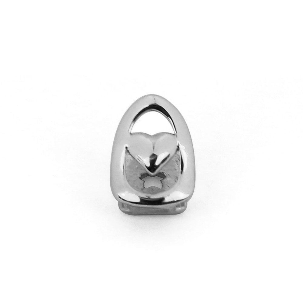 Open Face Heart Shaped 14k Silver Cap Hip Hop Hollow Single Tooth Grill Teeth Grills