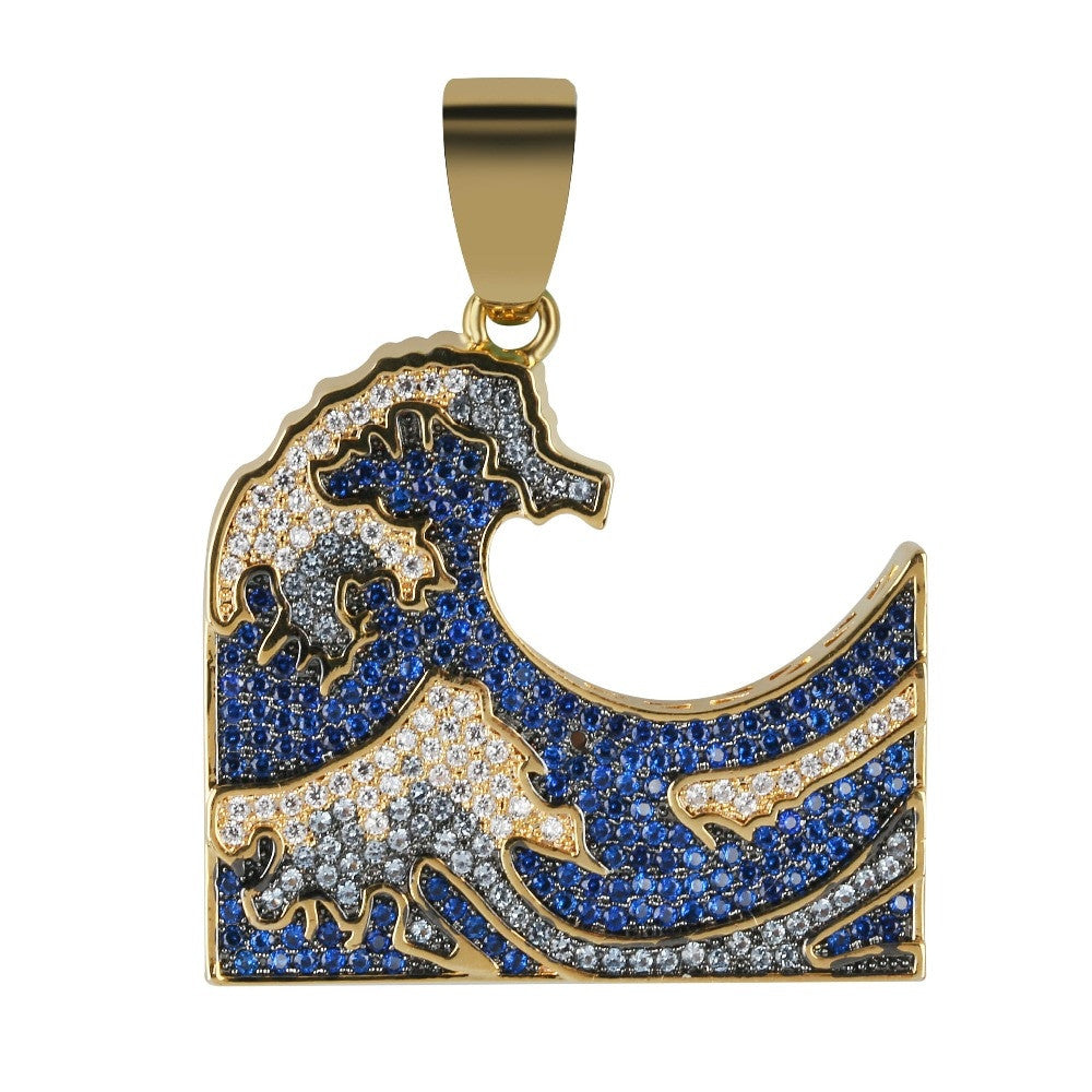 The Great Wave Off Kanagawa Iced Hip Hop Pendant Chain Necklace