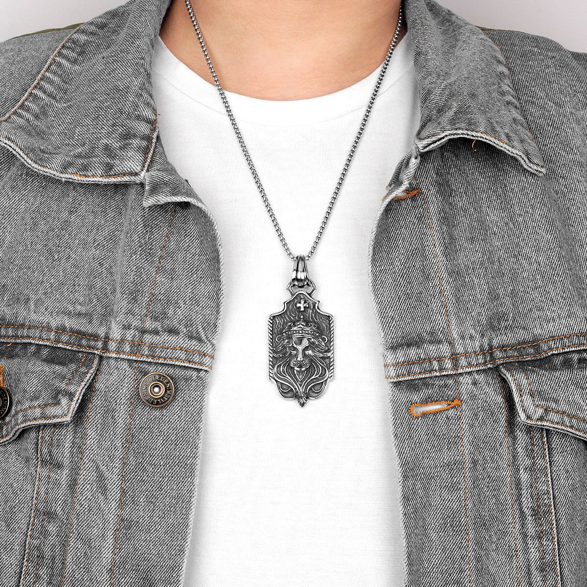 Mens No Fade Stainless Steel Kings Of Beast Lion King Unique Pendant Chain Necklace