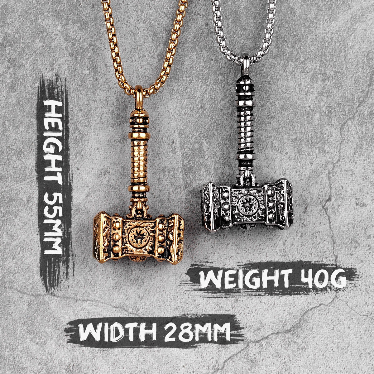 Hammer Of The Gods | Mens 14k No Fade Stainless Steel Viking Pendant