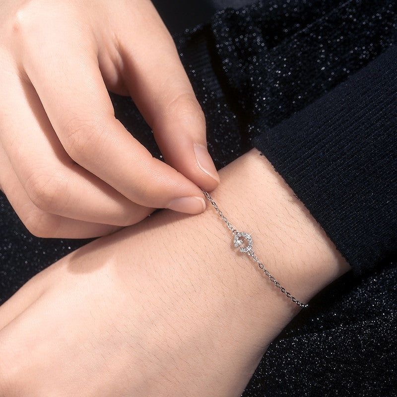 Elegant Initials | Ladies Dainty VVS Diamond Custom Letter Sterling Silver Bracelets