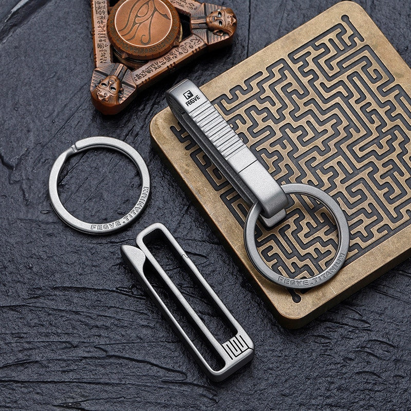 Mens Luxury Titanium Car Key Ring Keychain Buckle Holder