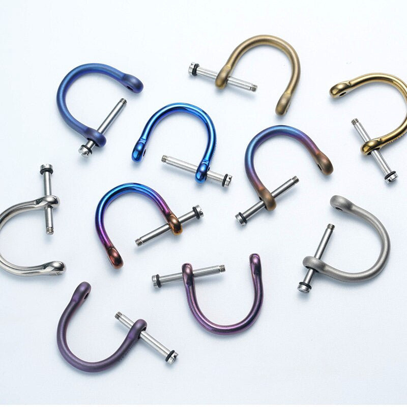 Luxury No Fade Stainless Steel Horseshoe Buckle Matte Glossy Blue Car Keychain