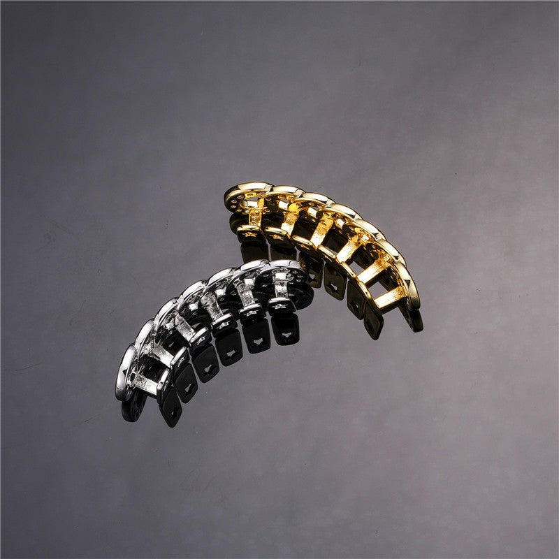 Hip Hop Diamond Cz Bling Iced Miami Cuban Link Bottom Teeth Grillz Grills