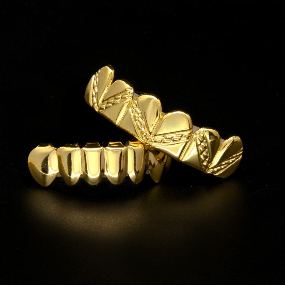 Locked In | Rose Gold Silver Hip Hop Chain Link Bottom Top Teeth Grilz Set