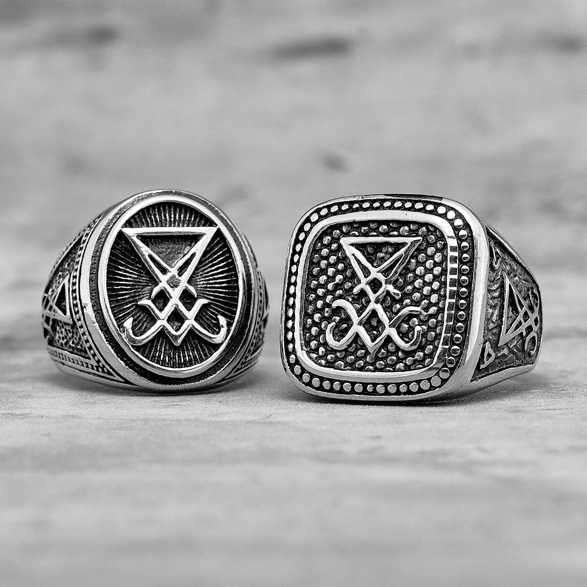 Mens No Fear Silver No Fade Stainless Steel Lucifer Satan Street Wear Rings