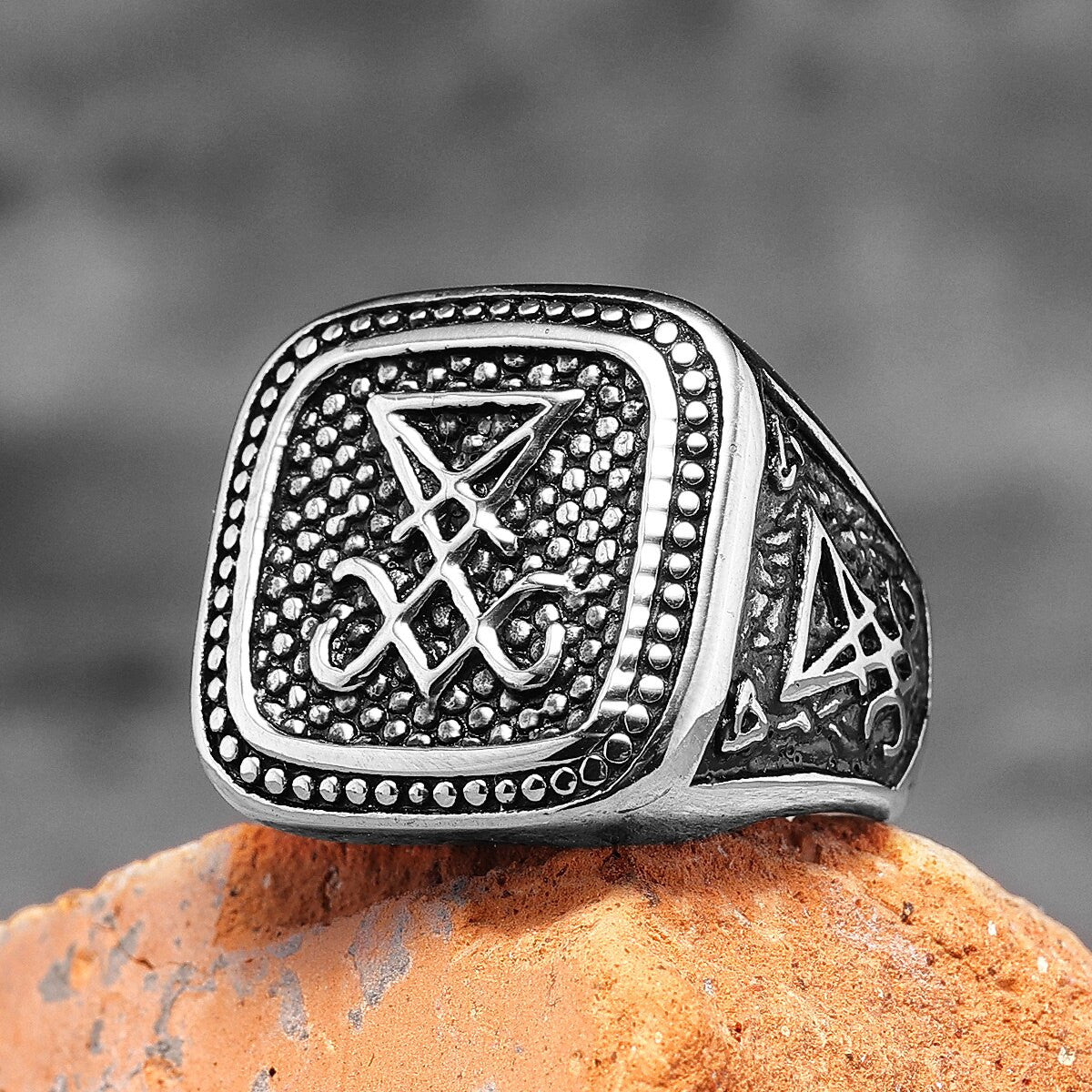 Mens No Fear Silver No Fade Stainless Steel Lucifer Satan Street Wear Rings