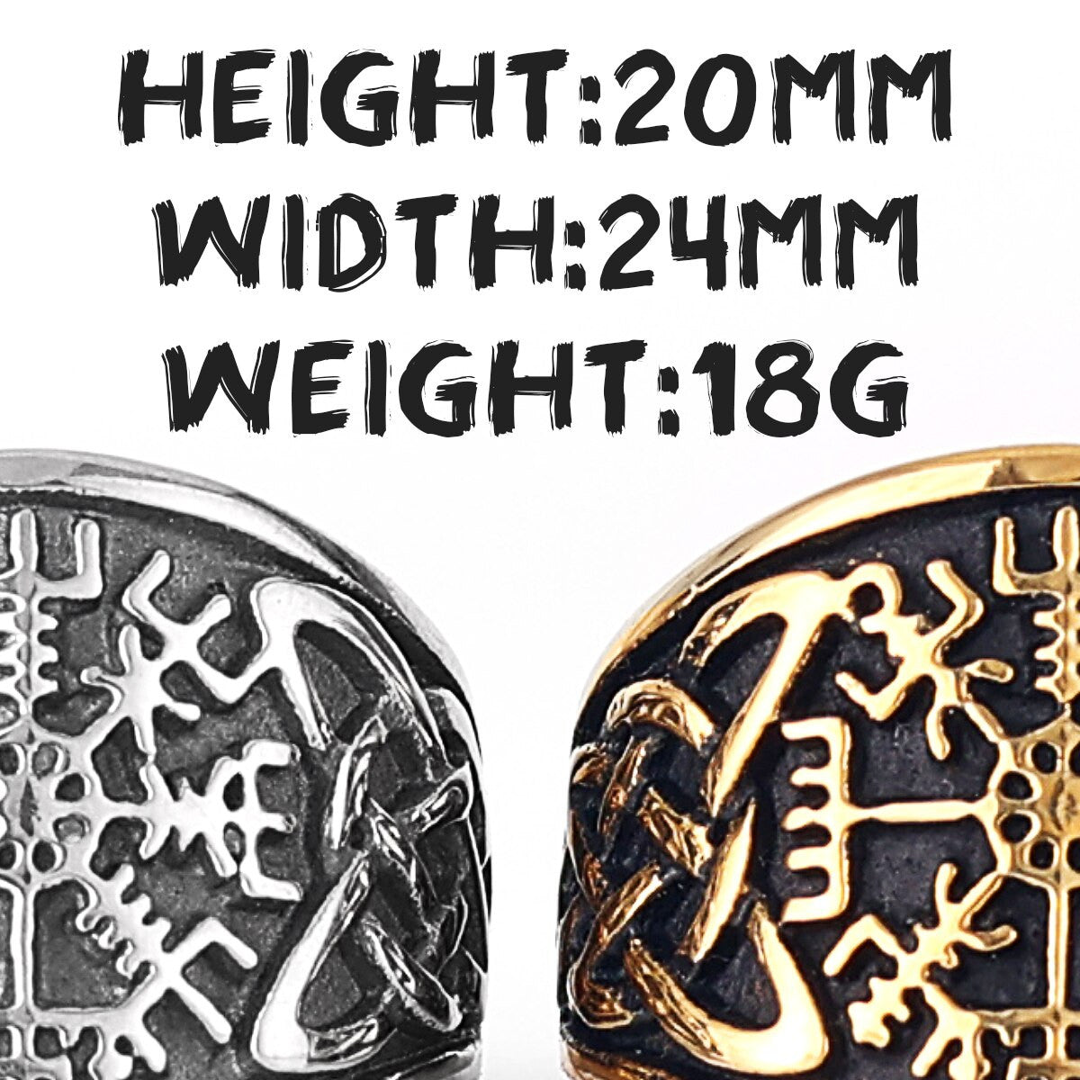 Mens Vintage Look Norse God Mythology Solid No Fade 14k Over Stainless Steel Rings