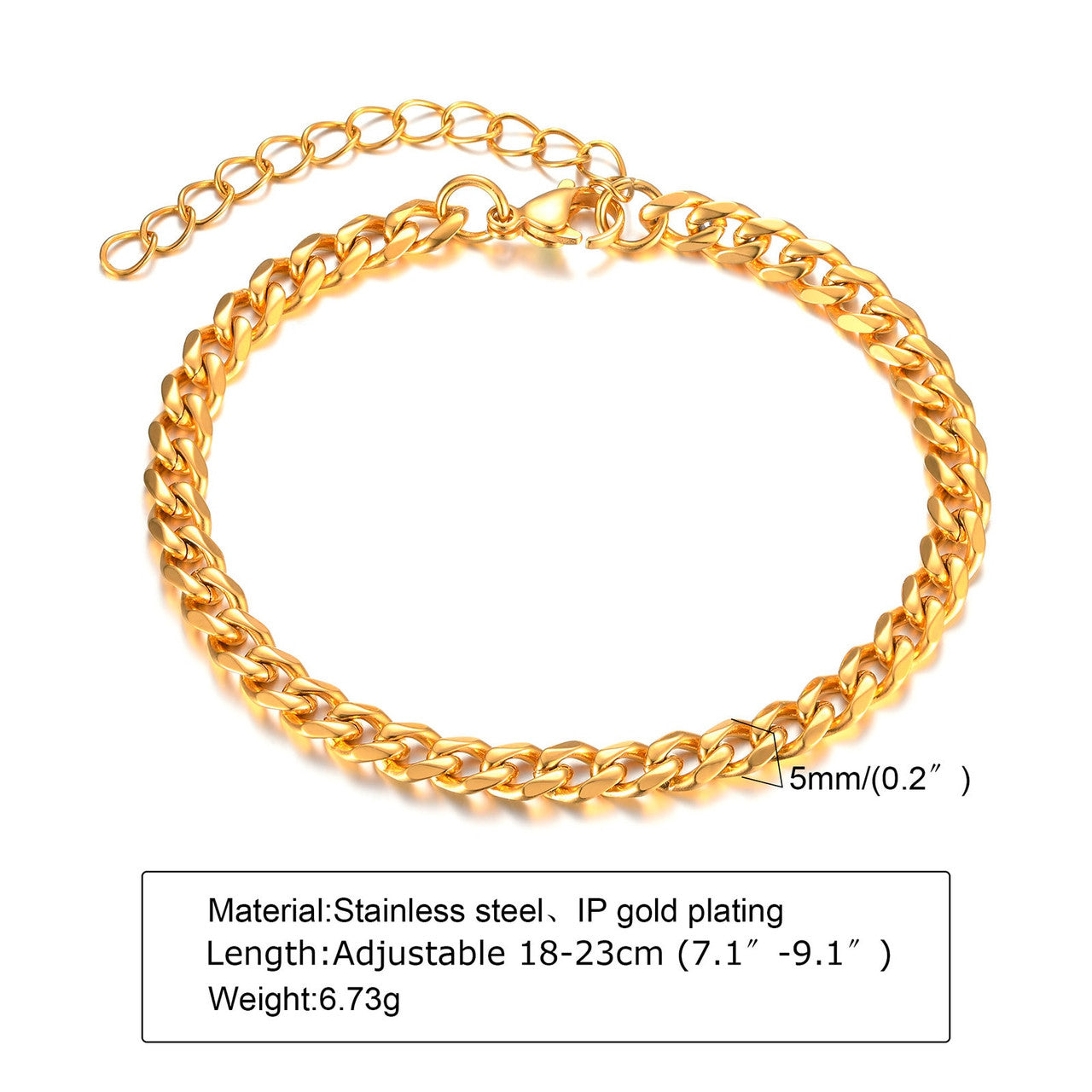 Classic Cuban Rope Link One Two Three Piece Gold Silver No Fade Stainless Steel Bracelet Sets