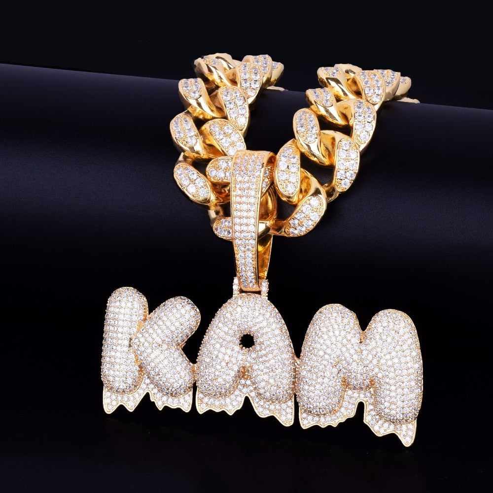 The Drip Effect | VVS Diamond CZ Custom Name Frozen Ice Hip Hop Dripping Letters Pendant