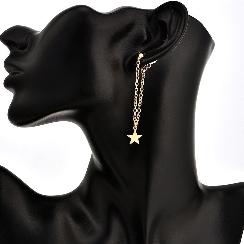 Womens Gold Boho Fashion Star Chain Gold Earrings