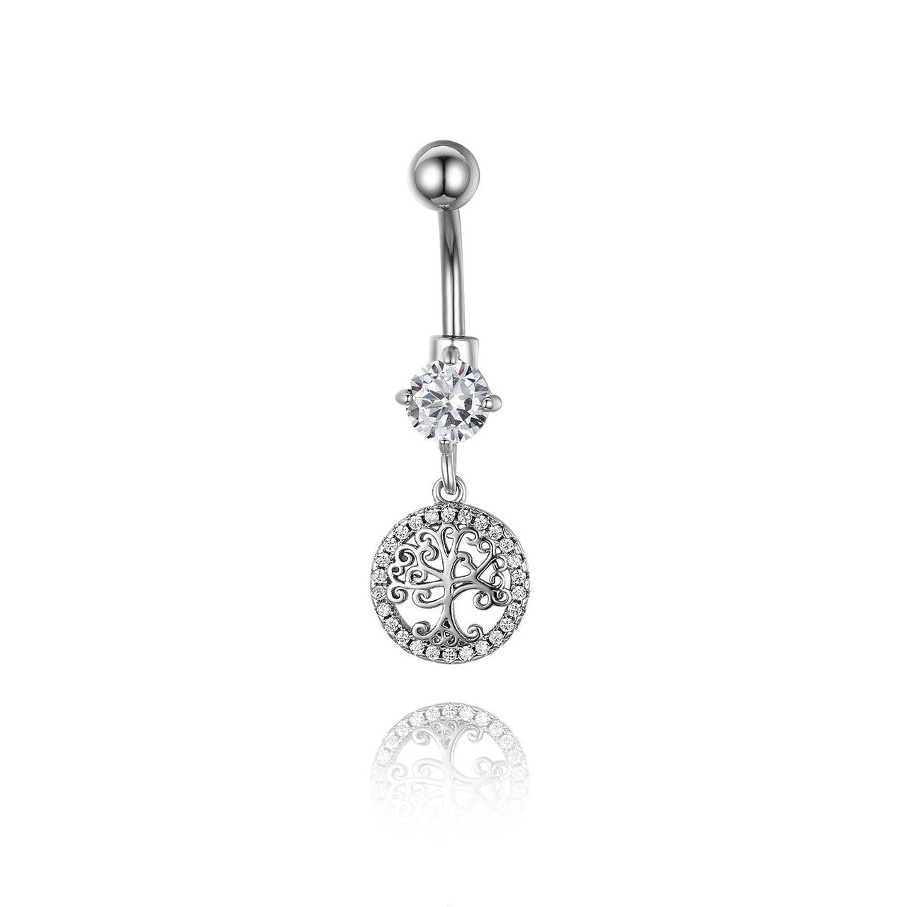 Inlaid Sparkling Zircon Stone No Fade Stainless Steel Body Jewelry Belly Button Ring