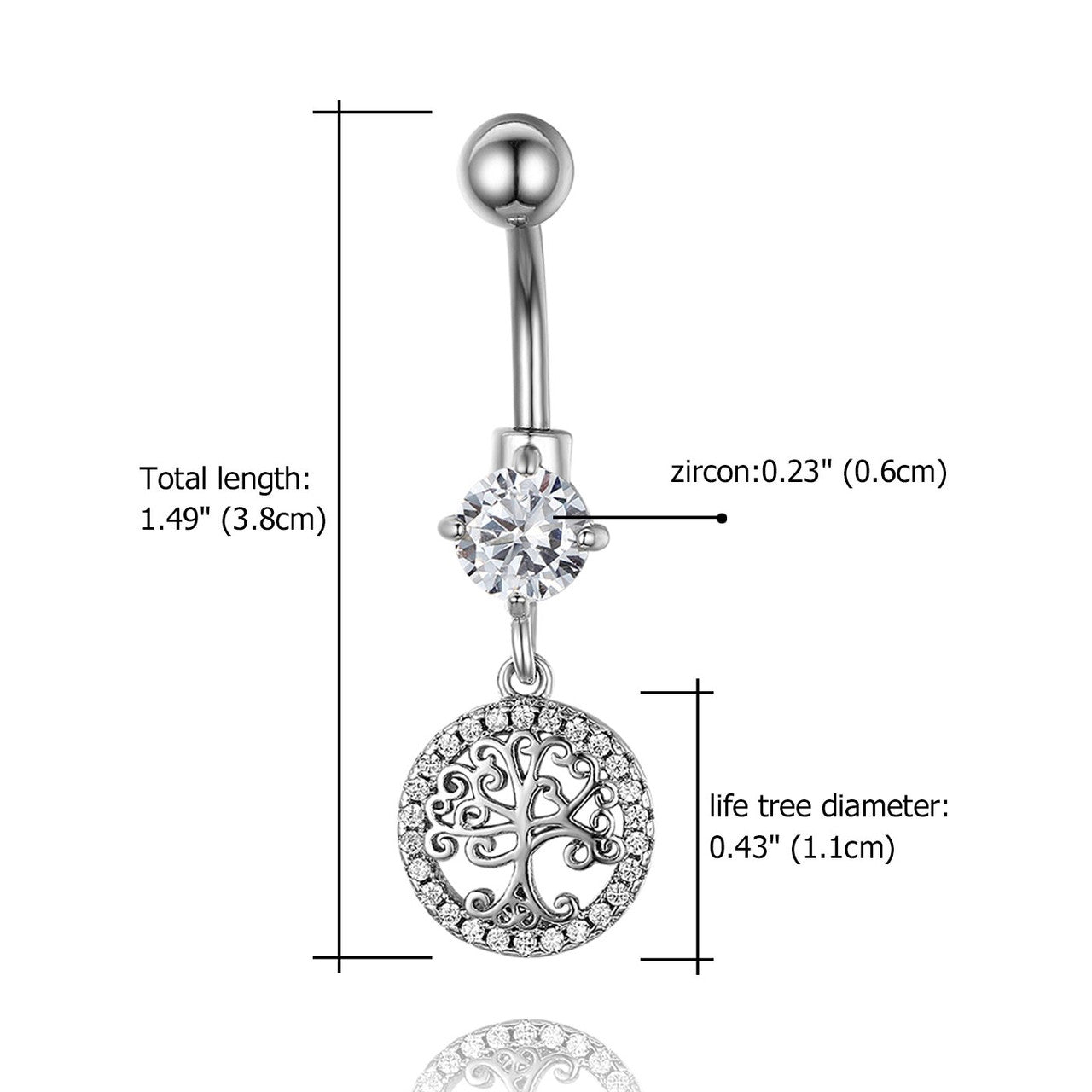 Inlaid Sparkling Zircon Stone No Fade Stainless Steel Body Jewelry Belly Button Ring