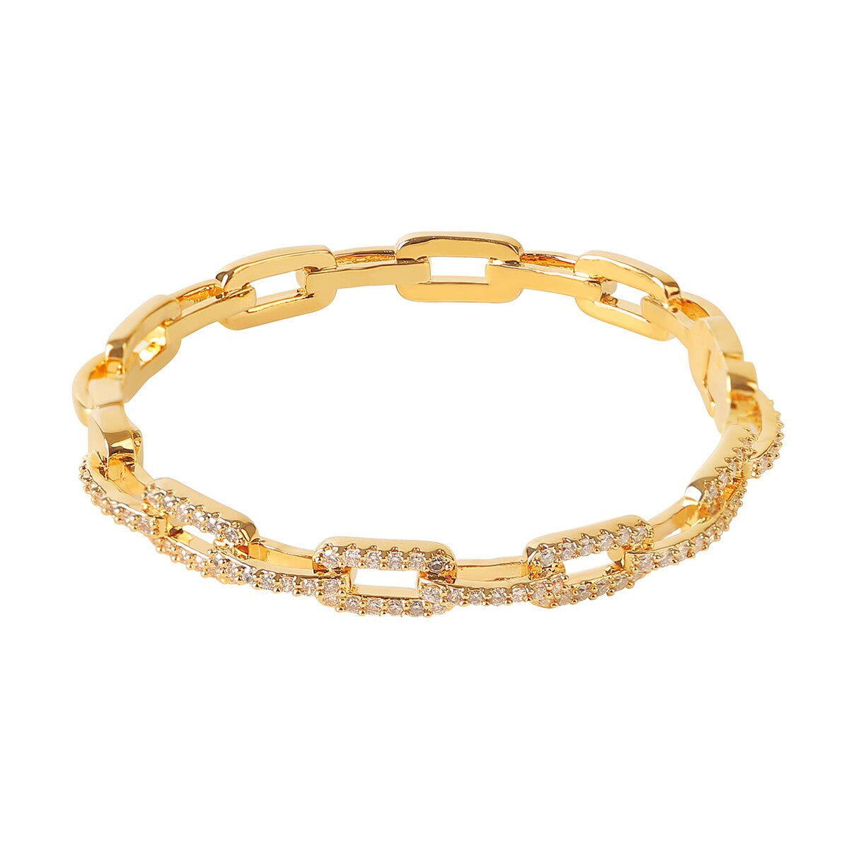 Frozen Elegance | 6mm 24k Platinum Silver Rose Gold Square Link Bling Bracelet