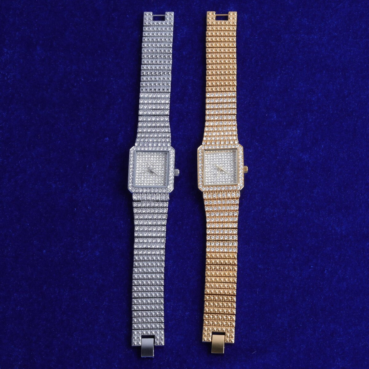 Women’s Flooded Ice Clean Classic Square Bezel Bling Street Wear Wrist Watch