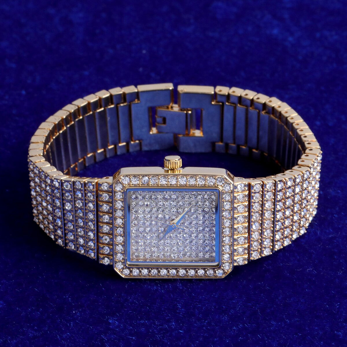 Women’s Flooded Ice Clean Classic Square Bezel Bling Street Wear Wrist Watch