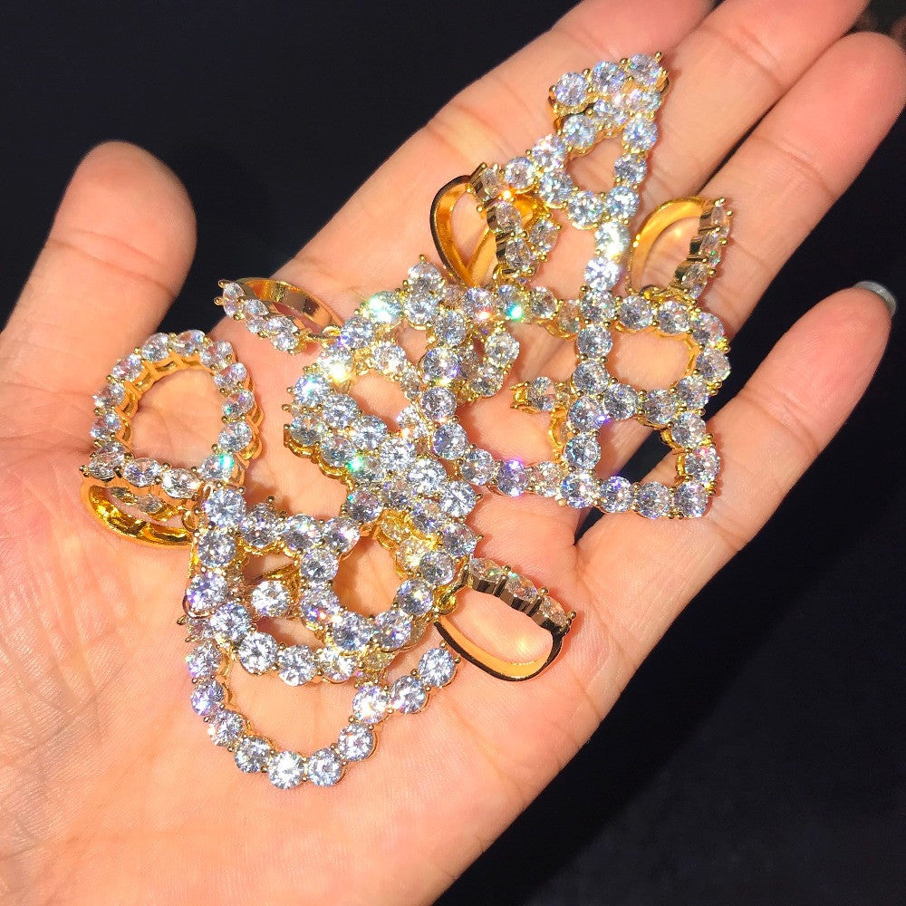 18k Gold .925 Silver Rose Gold AAA Cluster Stone Tennis Letters Hip Hop Chain Necklaces