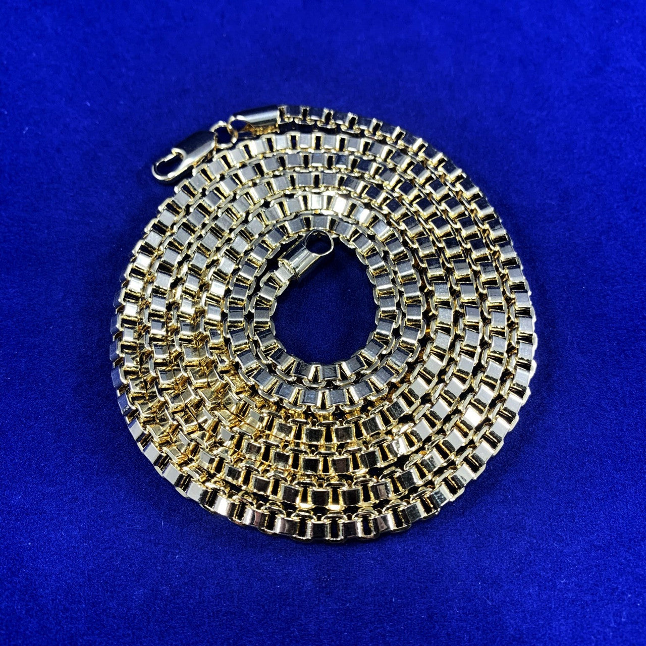 Mens Hip Hop 4mm 36 Inch Box Link Chain Necklace Gold