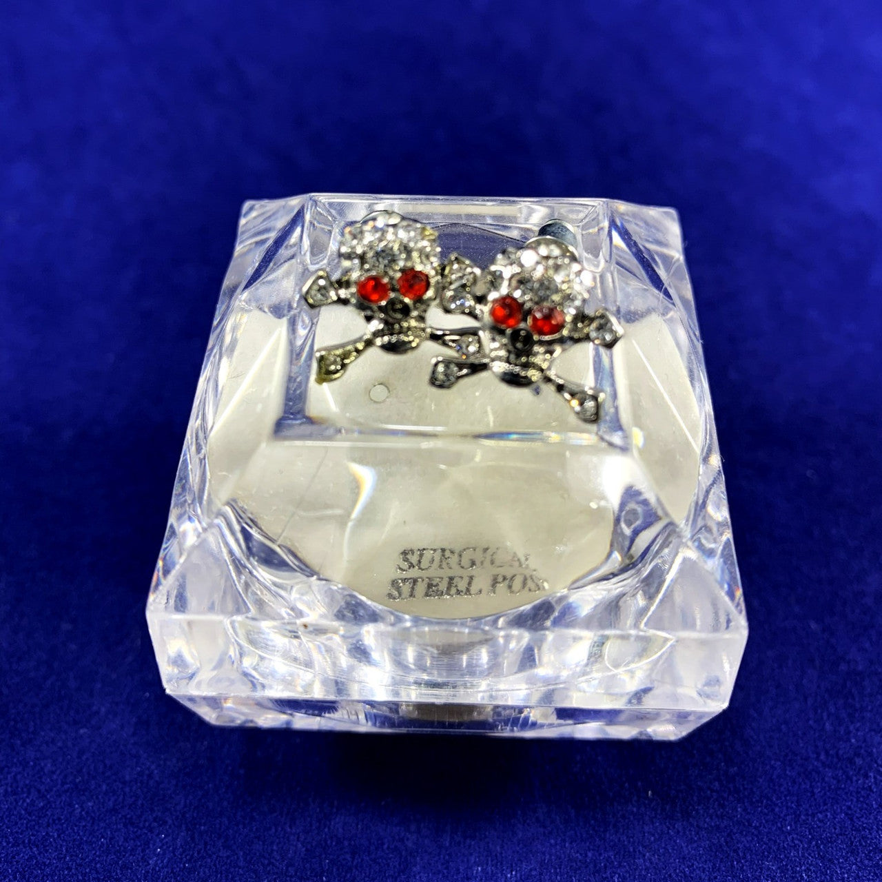 Iced Blinged Out Skull Crossbones Silver Hip Hop Bling Earrings