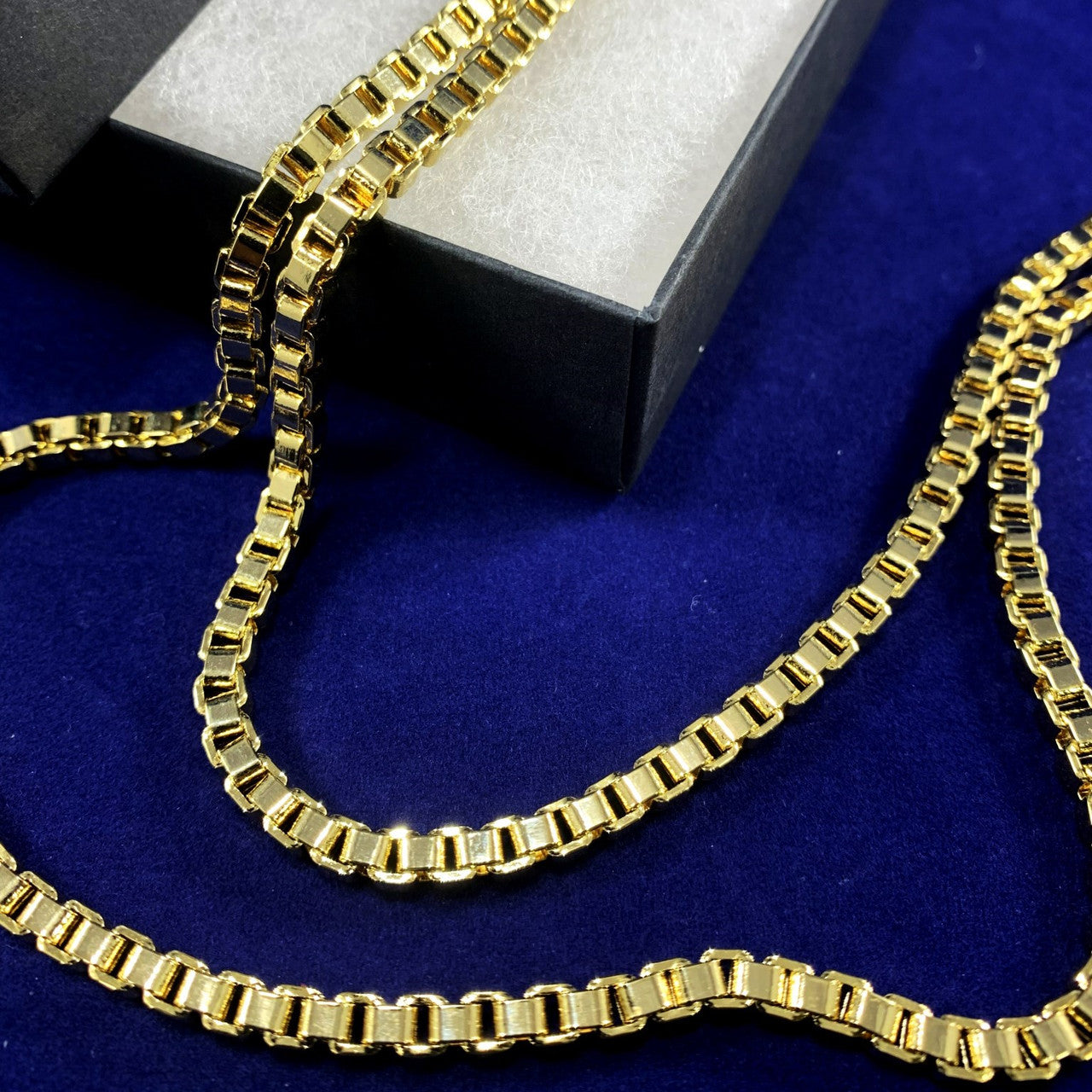 Mens Hip Hop 4mm 36 Inch Box Link Chain Necklace Gold