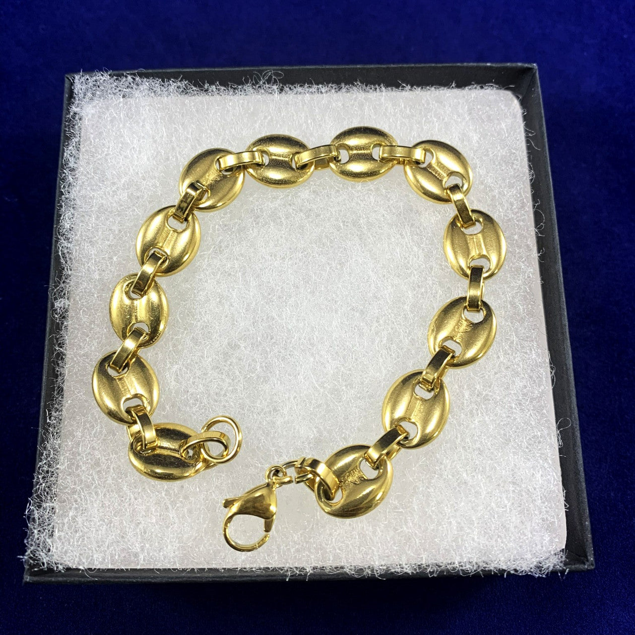 14k Gold Over Stainless Steel 7mm G-Link Coffee Bean Hip Hop Bracelet