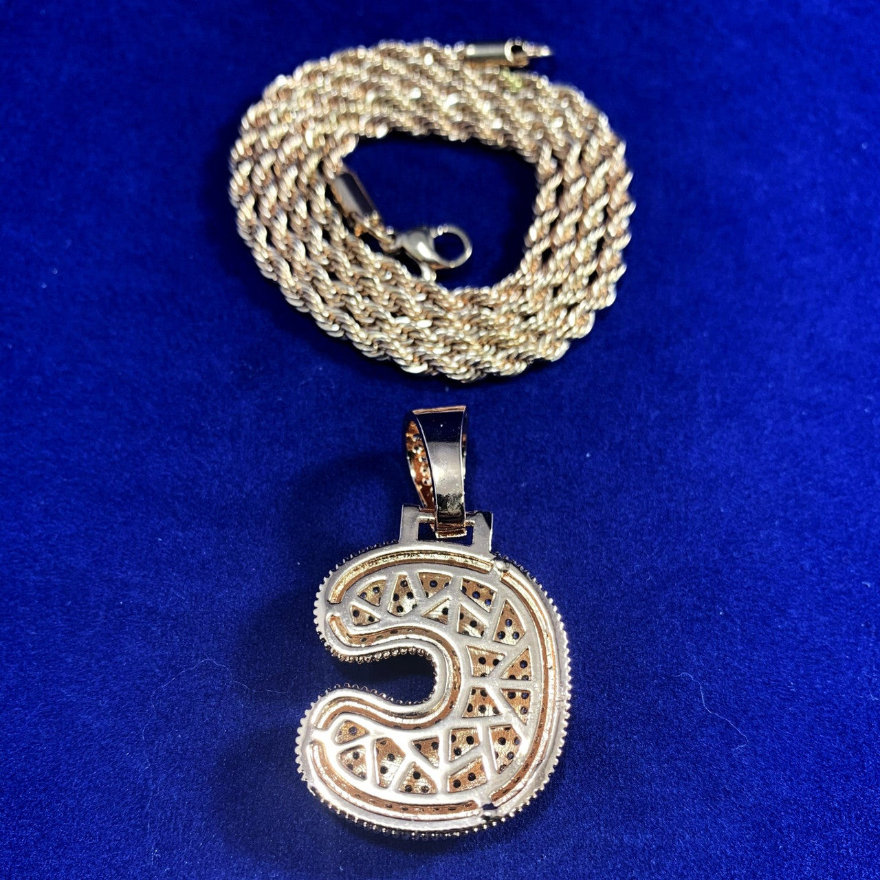 Initial C Rose Gold 3AAA Micro Pave Flooded Ice Custom Bubble Letters Hip Hop Chains