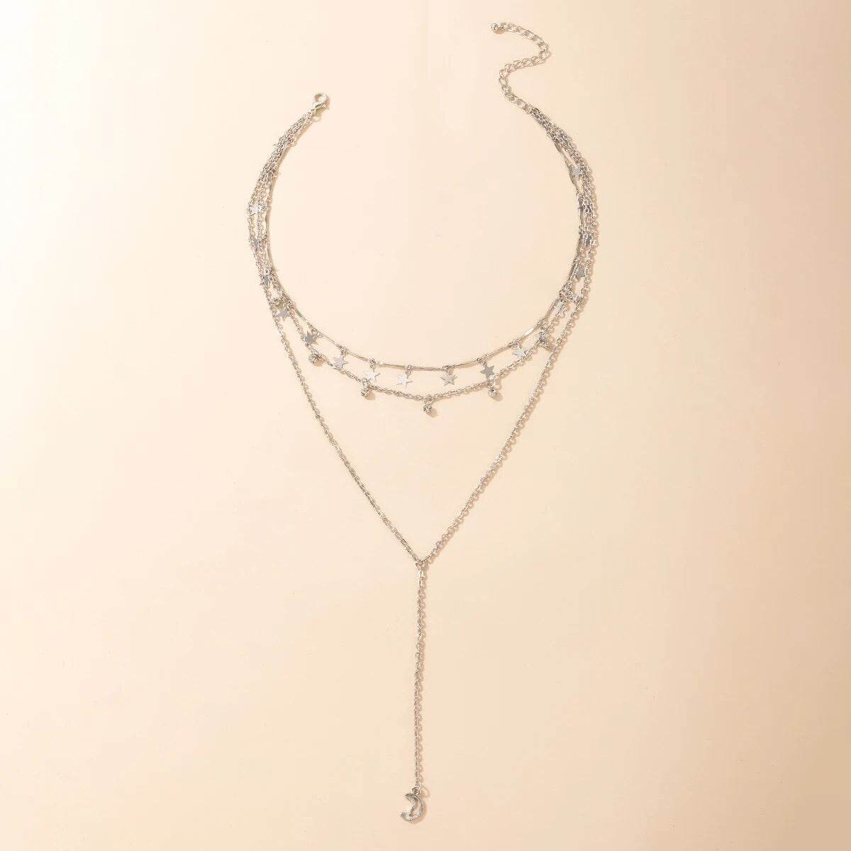 Ladies Star Multi Layered Crystal Tassel Chain Necklace