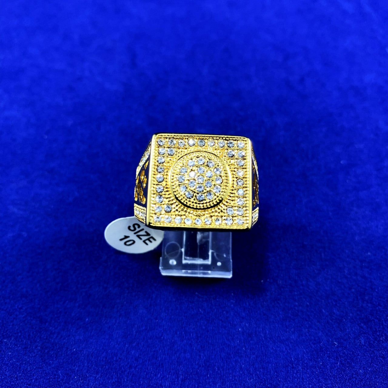 14k Gold Micro Pave Stone Cubic Zirconia Iced Blinged Out Stainless Steel Rings