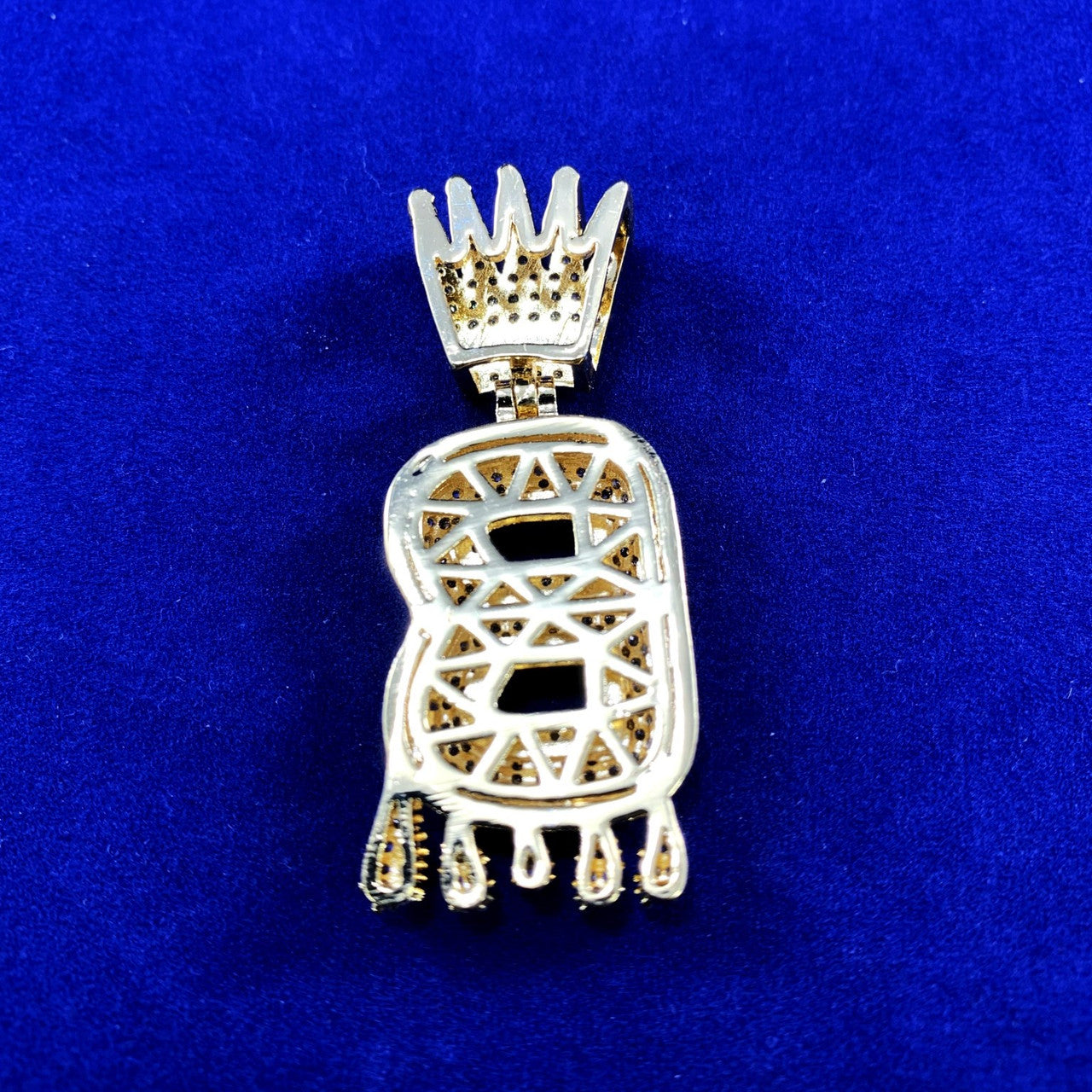 Real 24k Gold Plated Drip Drop Initial Letter B Hip Hop Pendant Chain Necklace