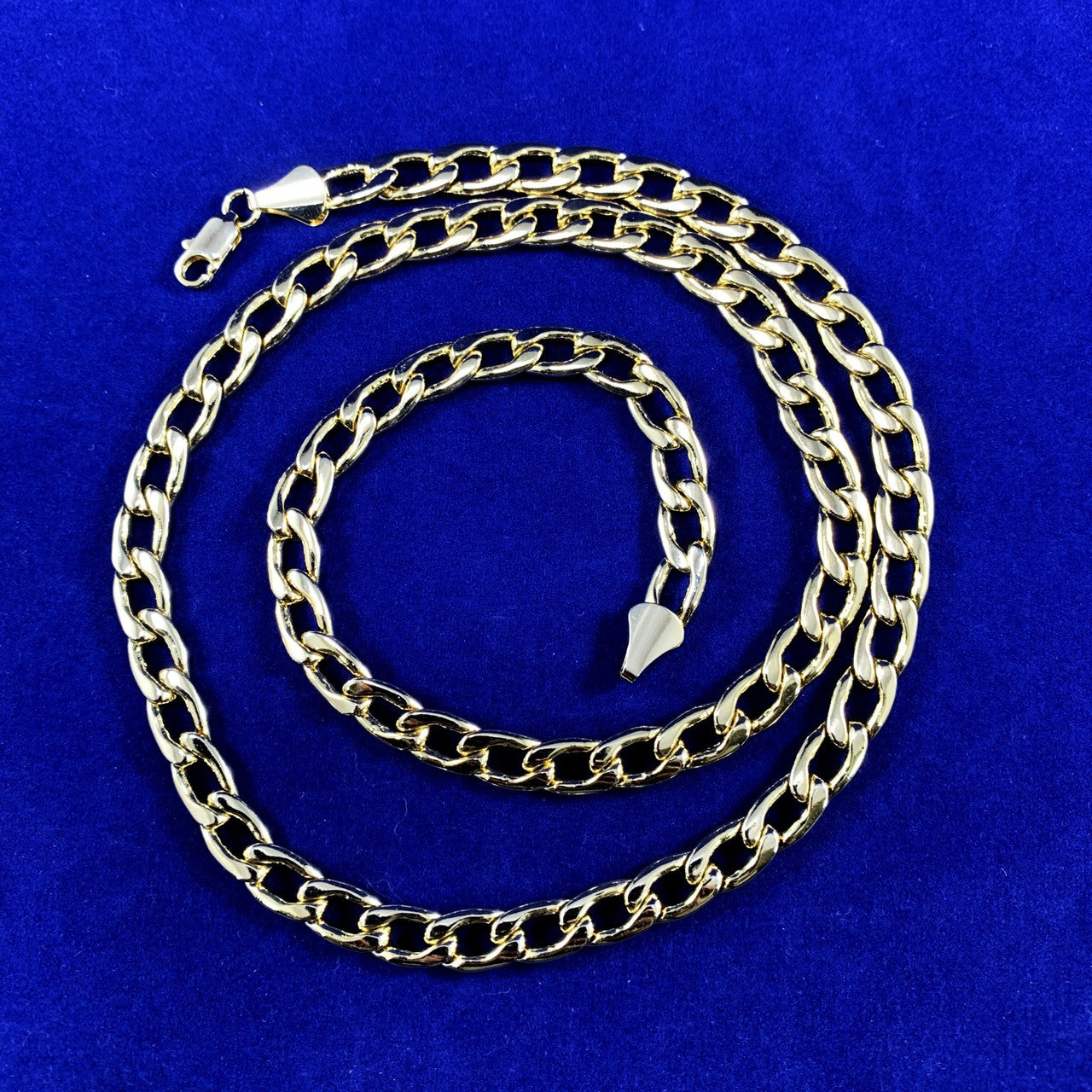 Mens 7mm 24 Inch Round Edged Cuban Link Hip Hop Chain Necklace