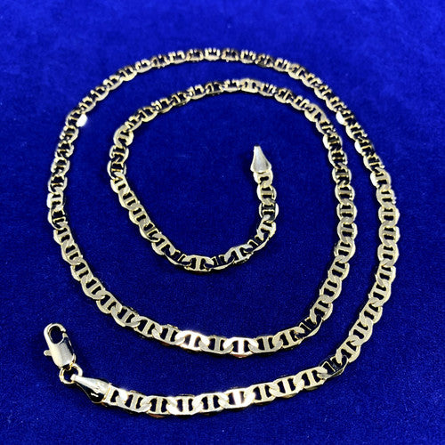 3mm 20 Inch 14k Gold Plated Anchor Mariner Link Hip Hop Chain Necklace