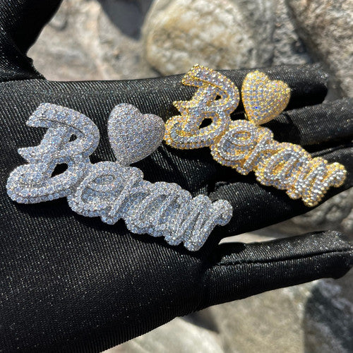 Majestic Heart | Cluster Stone VVS Diamond Ice Custom Made Name Necklace