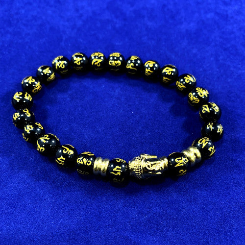 Buddha Head Charm Beads Italian Gold Bracelet