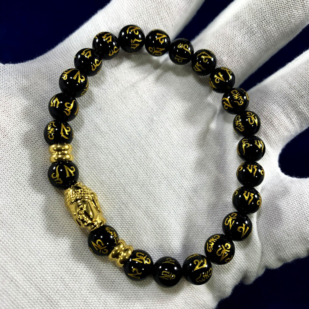 Buddha Head Charm Beads Italian Gold Bracelet