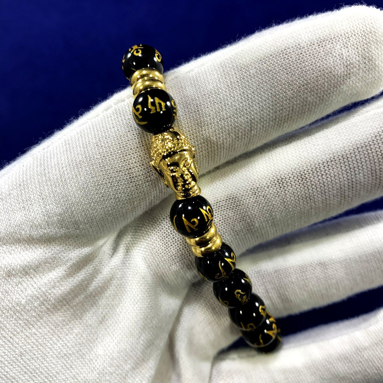 Buddha Head Charm Beads Italian Gold Bracelet