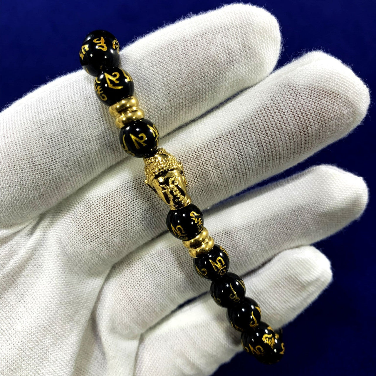 Buddha Head Charm Beads Italian Gold Bracelet