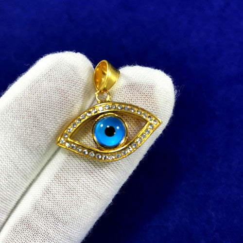 14k Gold Natural Stone All Seeing Evil Eye Stainless Steel Pendant Chain Necklace