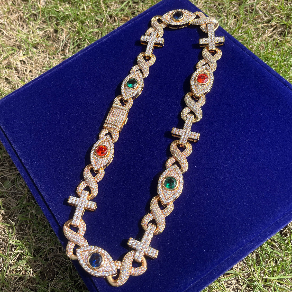 Good VS Evil | Evil Eye Infinity Cross Cuban Link Hip Hop Chain Necklace