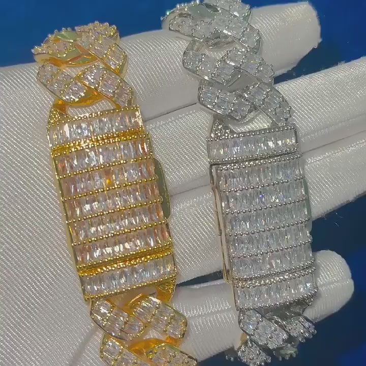 Iced Water | 20mm Baguette Blinged Out Miami Cuban Link Chain Bracelet