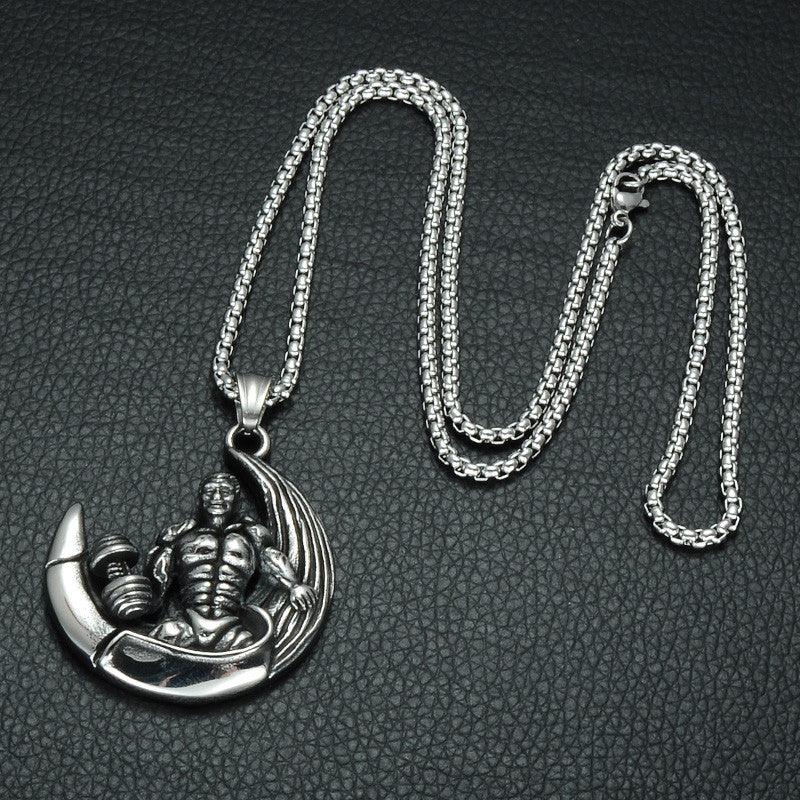 Squat Gains Dumbbell Gym Fitness Barbell Titanium Stainless Steel Pendant Chain