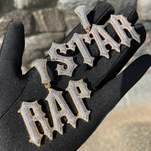 Trap Star | Custom Prong Set Iced Hip Hop Name Plate Pendant