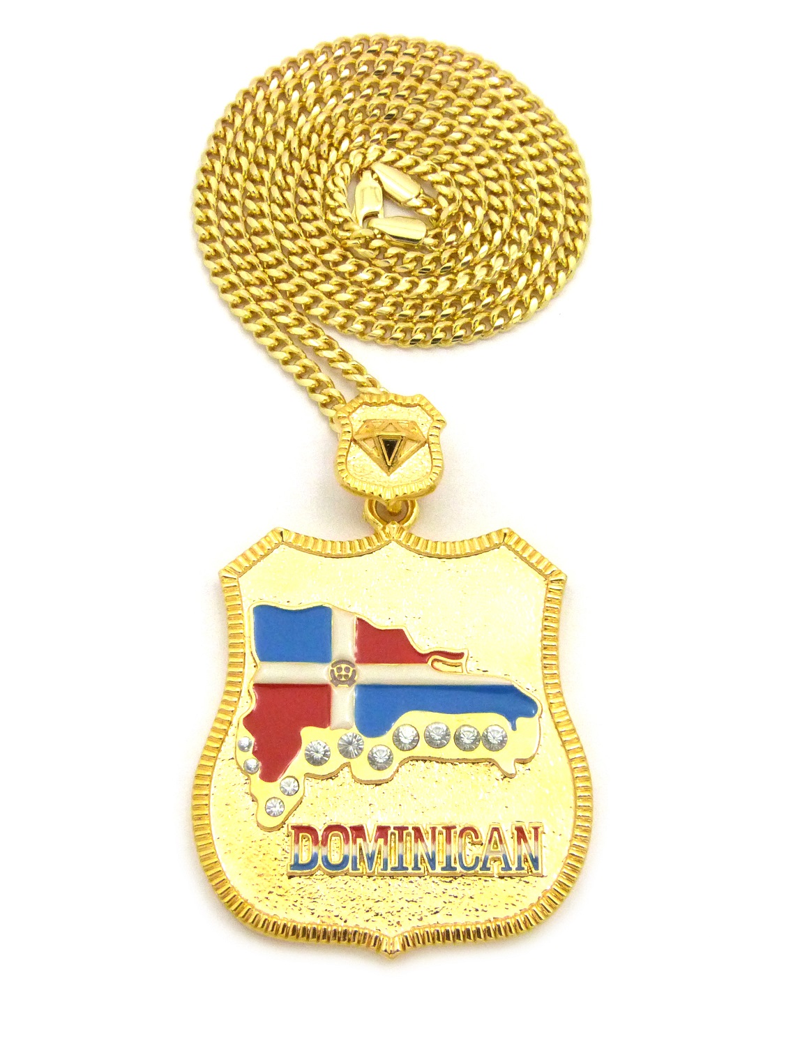 14k Gold Dominican Republic Flag Shield
