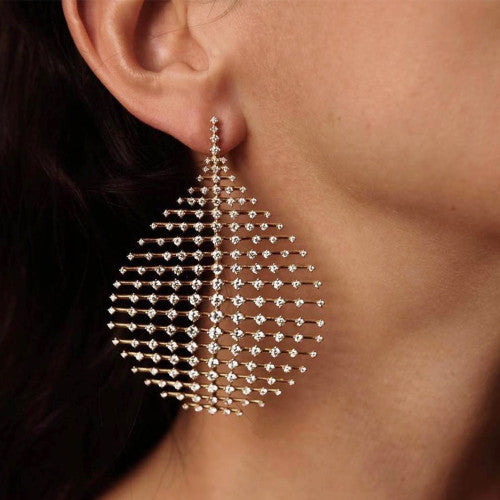 Ladies 1 Piece Exaggerated Teardrop Personality Girl Crystal Geometric Gold Earrings