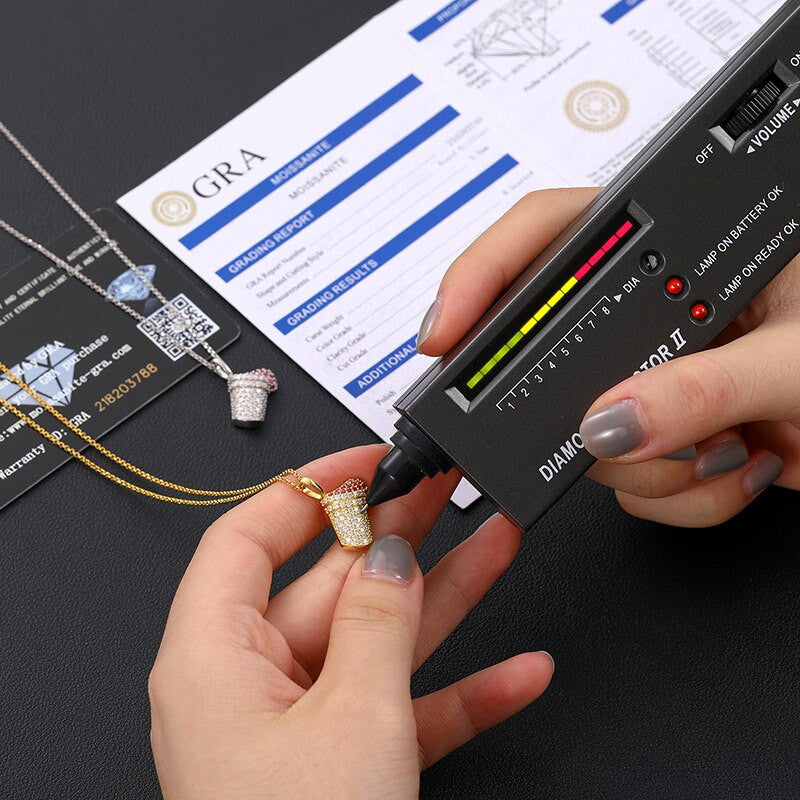 925 Solid Sterling Silver Genuine VVS Diamond Syrup Hip Hop Pendant Chain Necklace