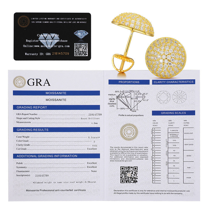 100% Genuine Sterling Silver Lab Diamond Iced Snow Caps Hip Hop Earrings