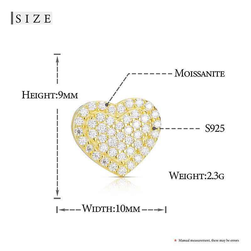 VVS Diamond Stone 925 Sterling Silver Iced Blinged Out Heart Stud Earrings
