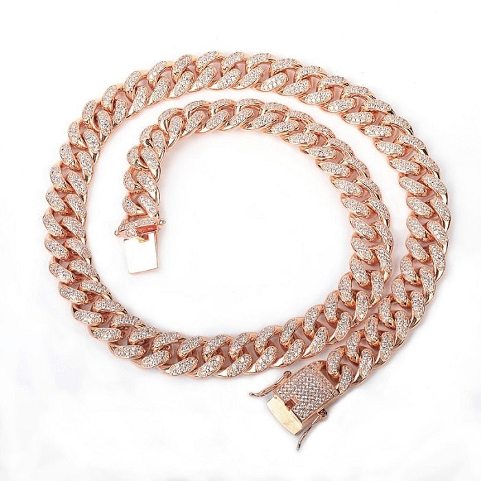 Cuban Masterpiece | 24k .925 Silver Rose Gold 12mm Cuban Link Hip Hop Chain
